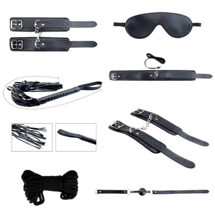 ALIVE – KIT DESEJOS SECRETOS 7 PEÇAS BDSM PRETO