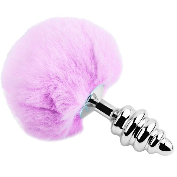 ALIVE – PLUG DE PRAZER ANAL ESPIRAL METAL FLUFFY VIOLETA TAMANHO L