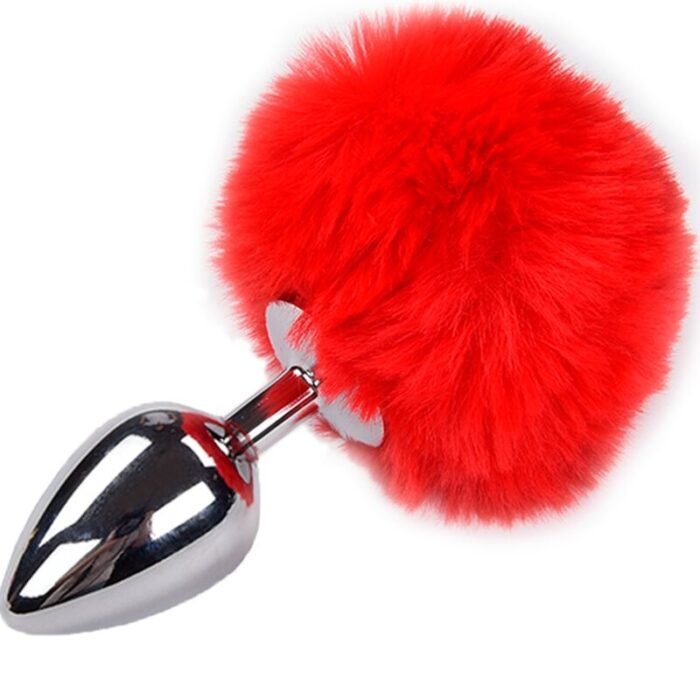 ALIVE – PLUG DE PRAZER ANAL METAL LISO FLUFFY VERMELHO TAMANHO S