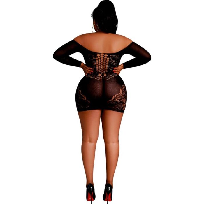 MOONLIGHT – MODELO 7 VESTIDO MANGA COMPRIDA PRETO PLUS SIZE