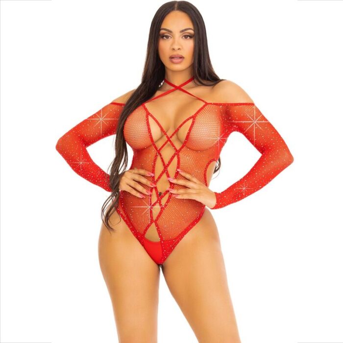 LEG AVENUE – BODY CROTHLESS COM VERMELHO BRILHANTE