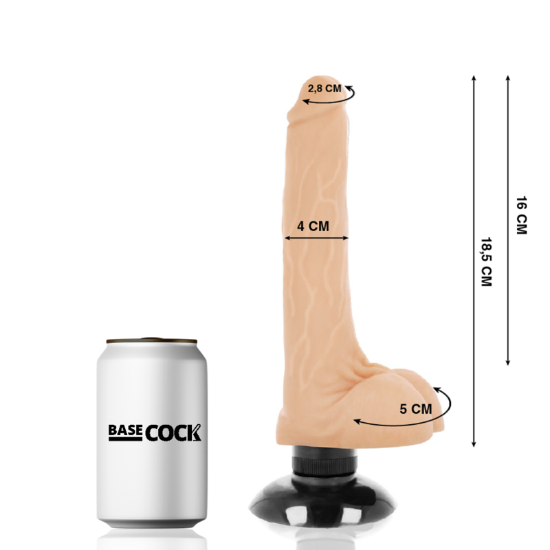 BASECOCK - VIBRADOR REALÍSTICO 2-1 NATURAL 18.5 CM -O- 4 CM - Image 2