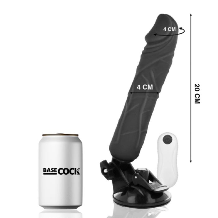 BASECOCK – VIBRADOR DE CONTROLE REMOTO REALÍSTICO PRETO 20 CM -O- 4 CM