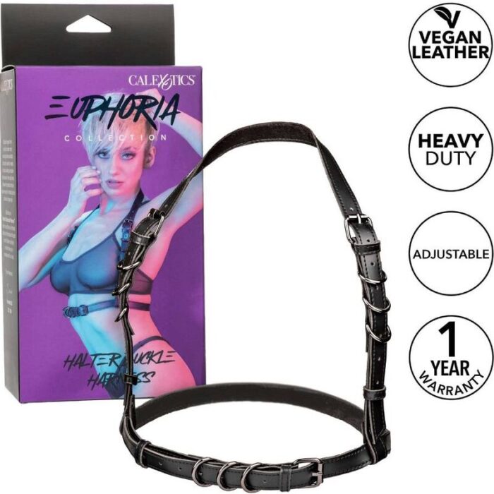 CALEXOTICS – EUPHORIA ARNÊS DE FIVELA HALTER PRETO