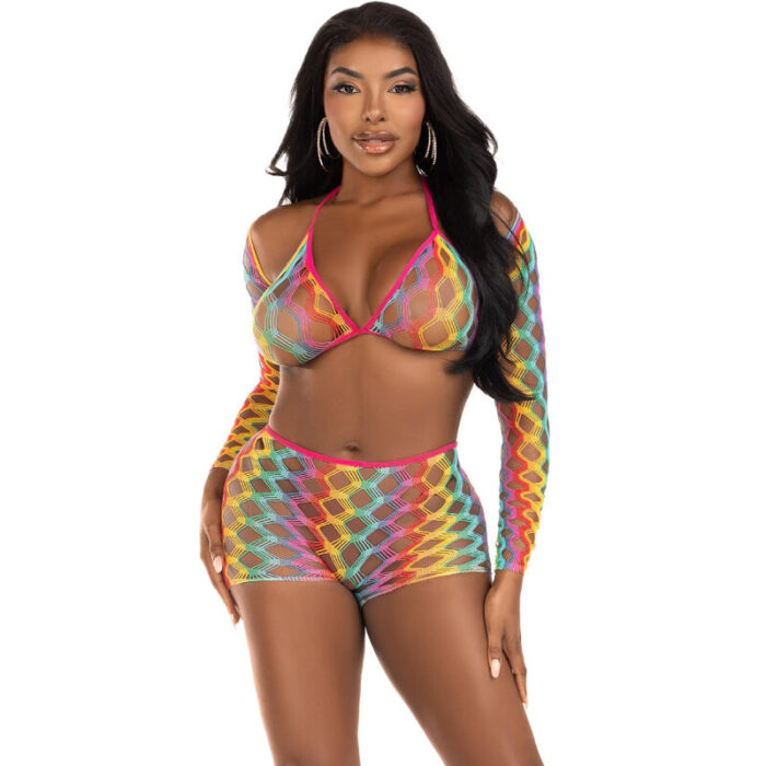 LEG AVENUE – CONJUNTO DE TRÊS PEÇAS MULTICOLOR