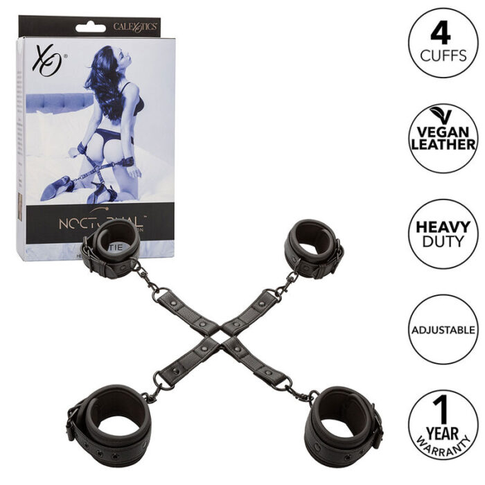 CALEXOTICS – NOCTURNAL CONECTOR HOG TIE CUERO AJUSTÁVEL PRETO