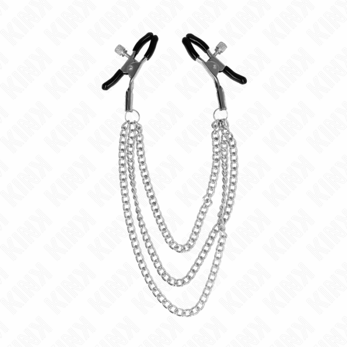 KINK – PINÇAS PARA BICOS COM 3 CORRENTES PRATA 20/23/28 CM