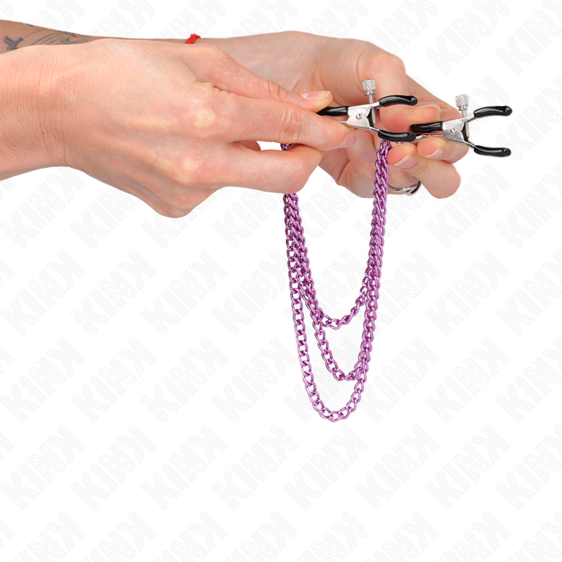 KINK - PINÇAS PARA BICOS COM 3 CORRENTES ROXO 20/23/28 CM - Image 4