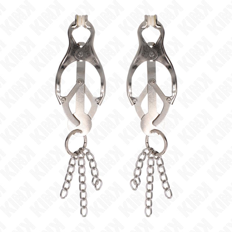 KINK - PINÇAS DE TREVO JAPONÊS COM PEQUENAS CORRENTES PRATA - Image 2
