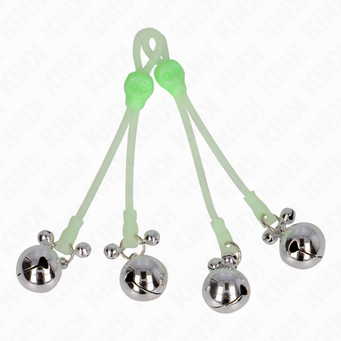 KINK – PINÇAS DE CRÂNIO LUMINOSAS COM ANEL SINOS AJUSTÁVEIS VERDE / PRATA