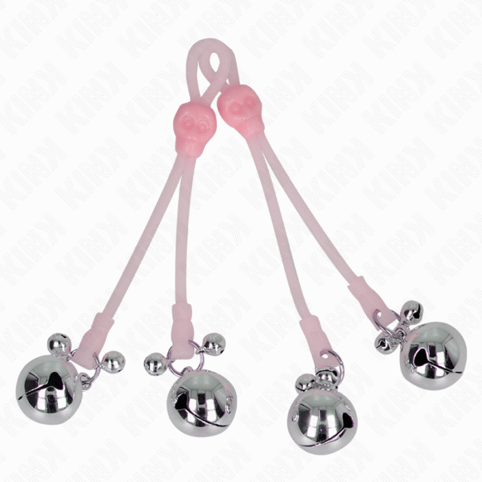 KINK – PINÇAS DE CRÂNIO LUMINOSAS COM ANEL SINOS AJUSTÁVEIS ROSA / PRATA