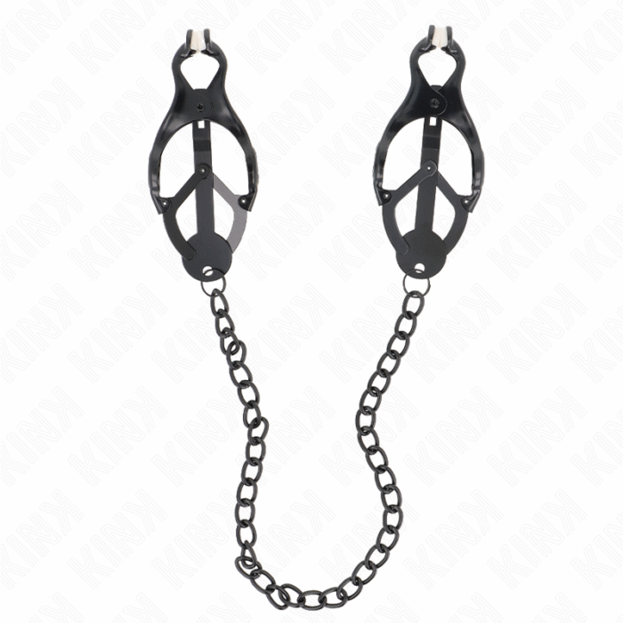 KINK – PINÇAS DE TREVO JAPONÊS COM CORRENTE PRETA 30 CM