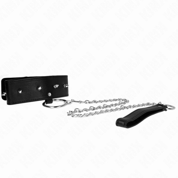 KINK – COLAR 65 CM COM TRELA COM PREGOS PRATA MODELO 2 AJUSTÁVEL 36-43 CM X 5 CM