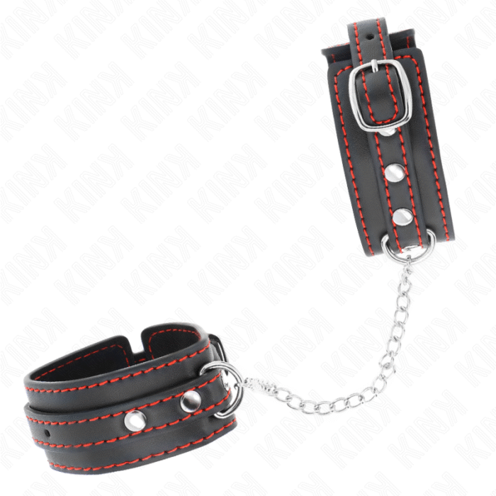 KINK – PEQUENOS PUNHOS PRETOS COM FORRO VERMELHO AJUSTÁVEIS 14-24 CM X 3,5 CM