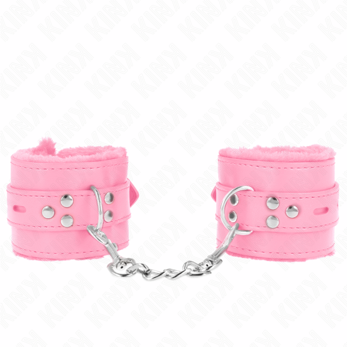 KINK – PULSO FORRO DE PELE COM FUROS QUADRADOS ROSA E CINTO ROSA AJUSTÁVEL 17-29 CM X 6 CM