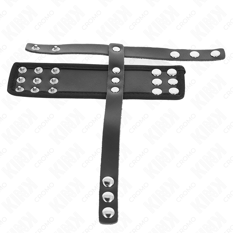 KINK - ANEL DE GAIOLA DE PÊNIS DE COURO COM TIRA DIVISORA DE BOLAS REVESTIDA AJUSTÁVEL - Image 4
