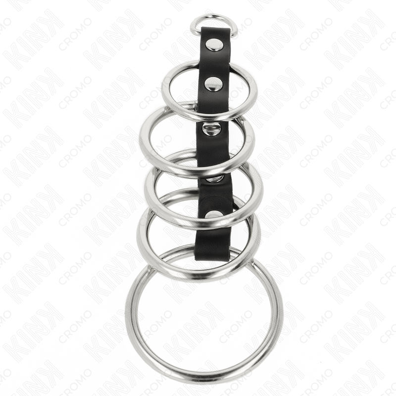 KINK - 5 ANÉIS DE METAL DE 3,2 CM A 5 CM CONECTADOS POR COURO - Image 3