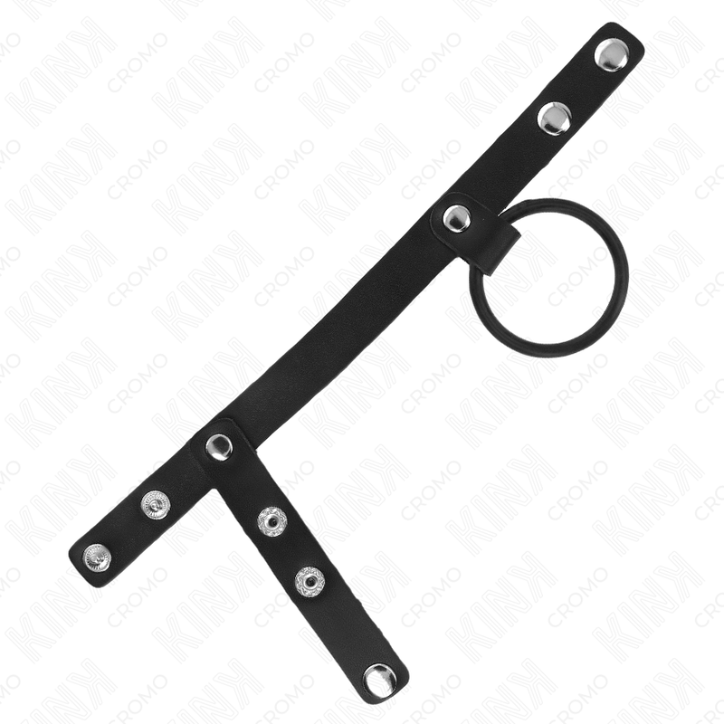KINK - ANEL DE PÊNIS DE SILICONE 3,8 CM COM DIVISOR DE BOLAS E TIRA DE COURO 22 X 1,5 CM - Image 4