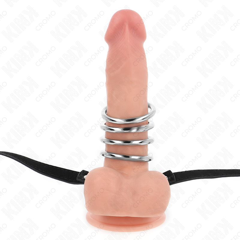 KINK - 5 ANÉIS DE PÊNIS 3,8 CM A 5 CM METAL COM CINTO DE COURO 112 CM - Image 3