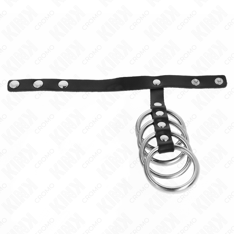 KINK - 4 ANÉIS DE METAL 3,8 CM CONECTADOS COM TIRA DE COURO 22 X 1,5 CM E FECHO DE PRESSÃO - Image 3