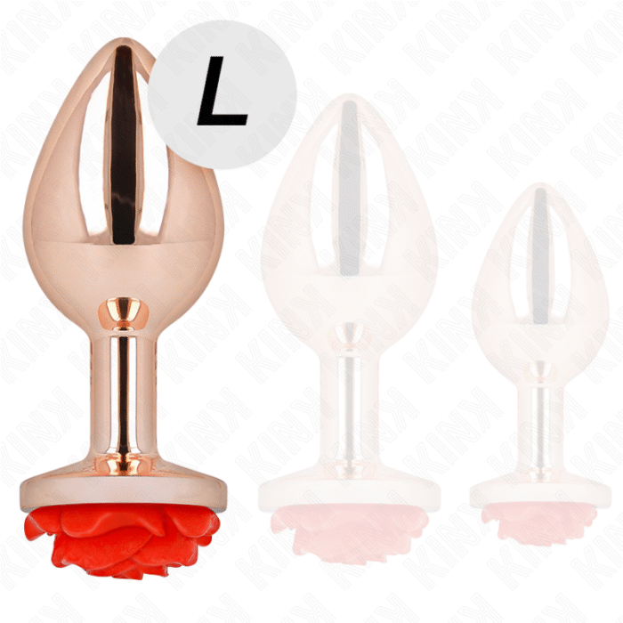 KINK – PLUG ANAL ROSA OURO COM ROSA VERMELHA L