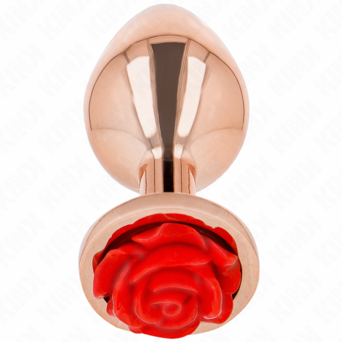 KINK – PLUG ANAL DE OURO ROSA COM ROSA VERMELHA M