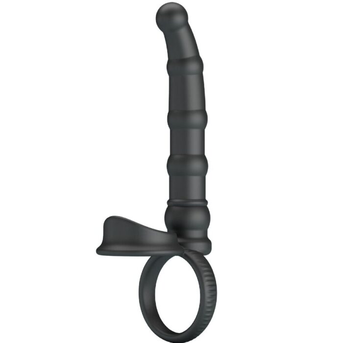 PRETTY LOVE – ANEL VIBRATÓRIO PARA PÊNIS TATUM COM PLUG 10 VIBRAÇÕES PRETO
