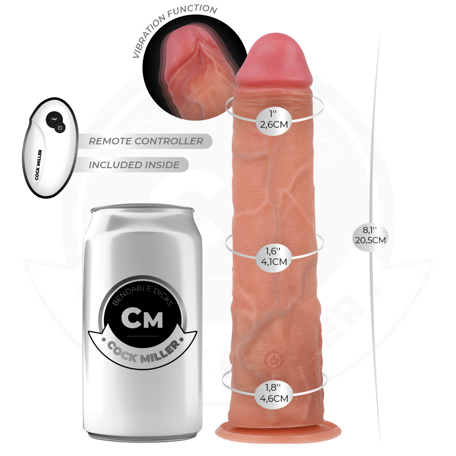 COCK MILLER - DILDO REALISTA COM VENTOSA E CONTROLE REMOTO VIBRAÇÃO 20,5 CM - Image 4