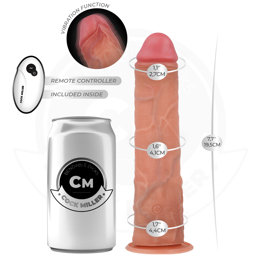 COCK MILLER - DILDO REALISTA COM VENTOSA E CONTROLE REMOTO VIBRAÇÃO 19,5 CM - Image 4