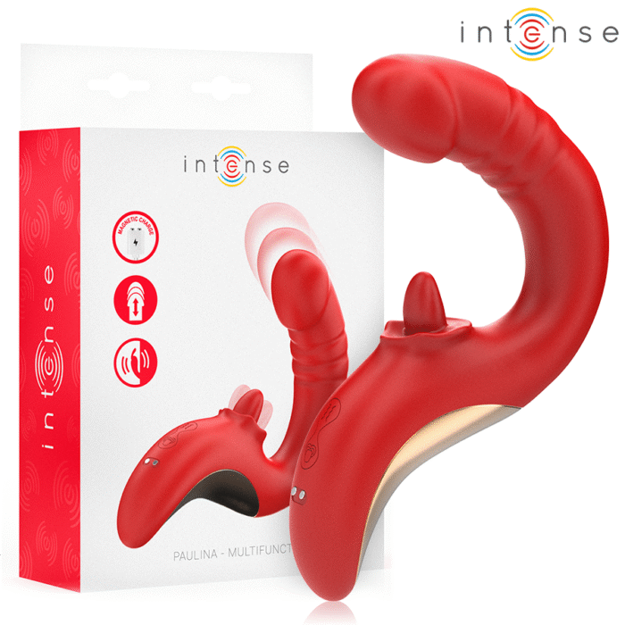 INTENSE – VIBRADOR E ESTIMULADOR PAULINA EM FORMATO U VERMELHO