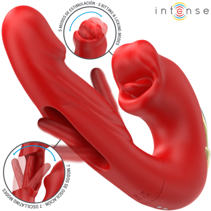 INTENSE – NATHY VIBRADOR DUPLO COM BOCA ESTIMULANTE MULTIFUNÇÕES VERMELHO