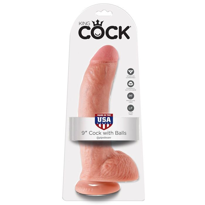 KING COCK – 9 CARNE DE DILDO COM BOLAS 22.9 CM