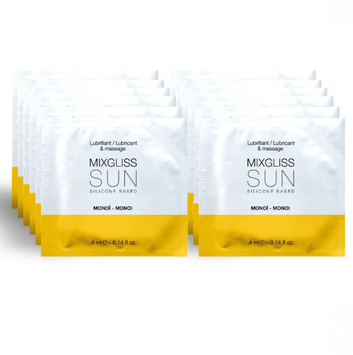 MIXGLISS – LUBRIFICANTE  BASE DE SILICONE AROMA MONOI 12 DOSE ÚNICA 4ML