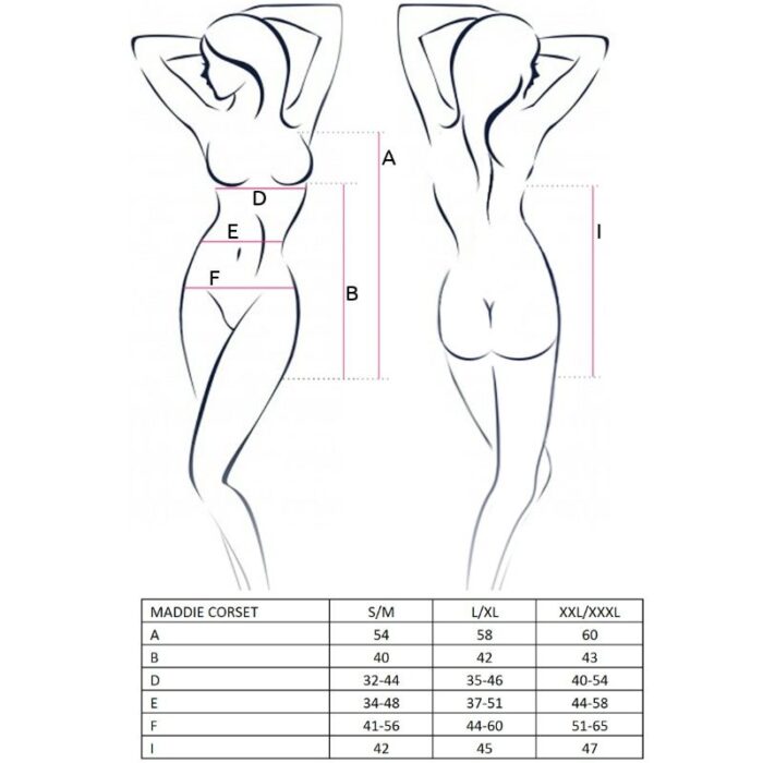PASSION – MULHER MADDIE PRETO CORSET TAMANHO L/XL