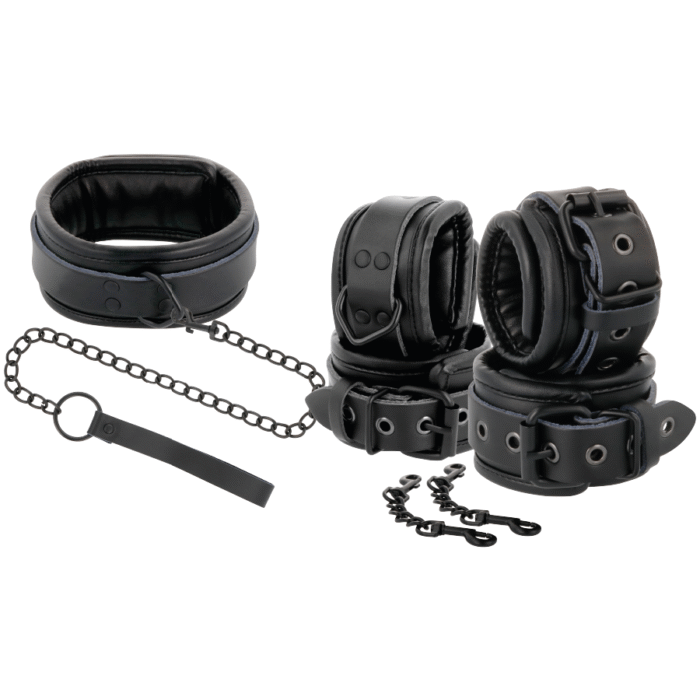 DARKNESS – ALGEMAS E COLAR DE COURO PRETO