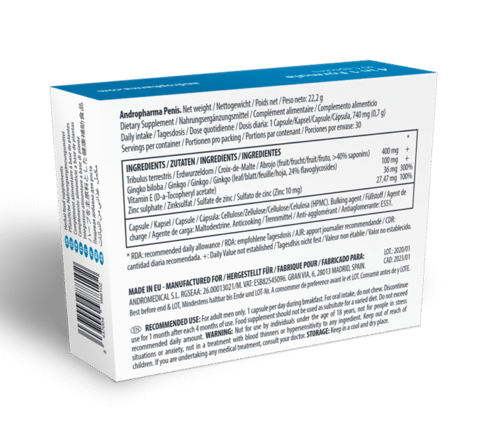 ANDROPHARMA PENIS – SUPLEMENTO DE AUMENTO DO PÊNIS