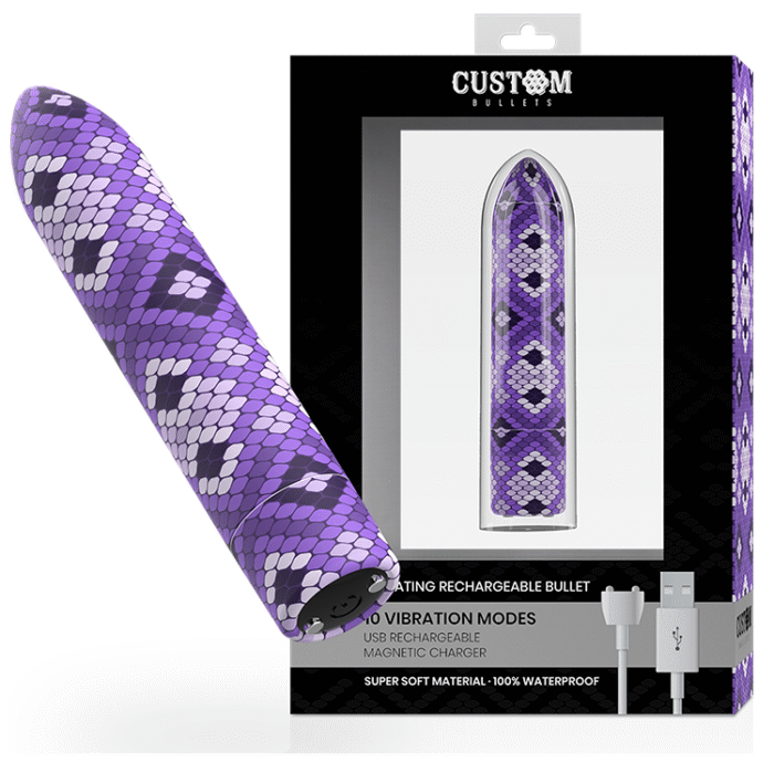 CUSTOM BULLETS – RECHARGEABLE SNAKE PURPLE MAGNETIC BULLET 10V