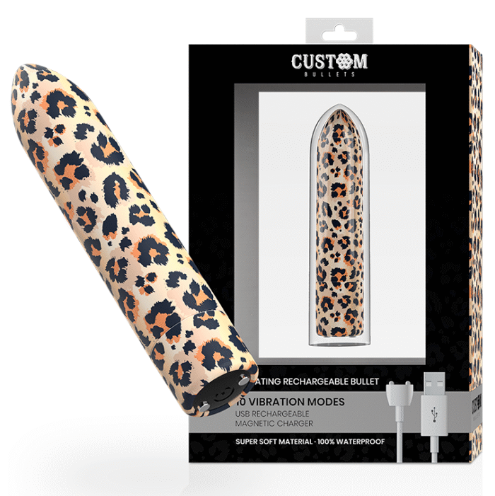 CUSTOM BULLETS – BALAS PERSONALIZADAS BALAS RECARREGÁVEIS LEOPARDO 10 INTENSIDADES