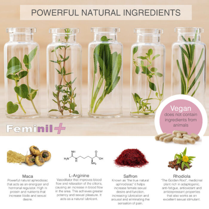 500 COSMETICS – FEMINIL+ MELHORIA DA LIBIDO SEXUAL FEMININA – 30 CÁPSULAS