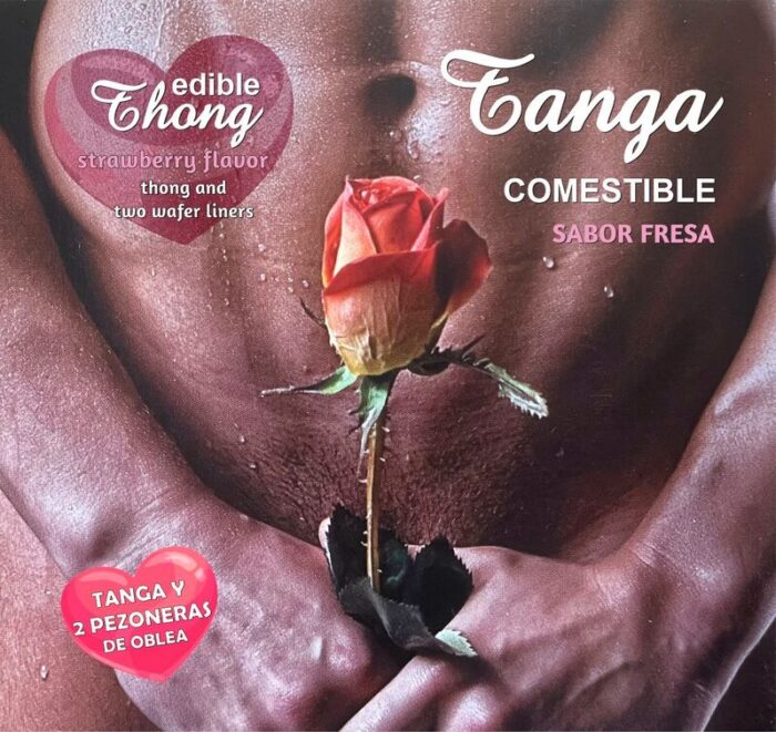 HOTFLOWERS – TANGA MASCULINA+ 2 BICOS WAFER DE MORANGO /es/pt/en/fr/it/