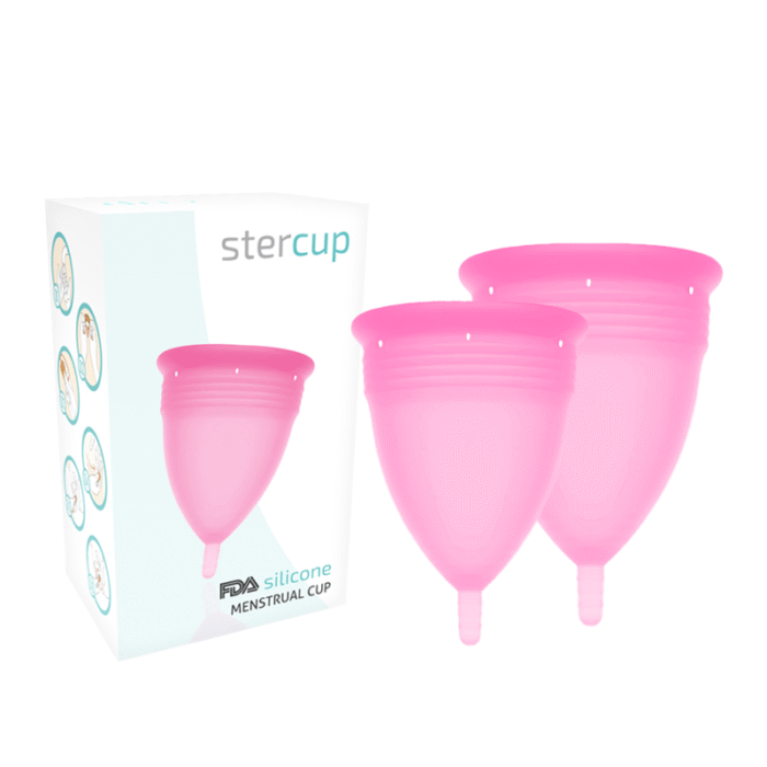 STERCUP – PACOTE DE COPO MENSTRUAL DE SILICONE FDA TAMANHO S + L ROSA
