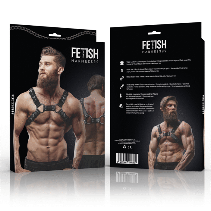 FETISH SUBMISSIVE ATTITUDE – ARNÊS DE BULLDOG DE PEITO DE COURO ECO AJUSTVEL PARA HOMEM