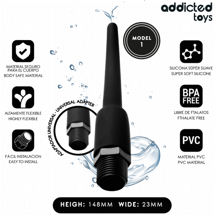 ADDICTED TOYS – LIMPADOR ANAL COM ADAPTADOR UNIVERSAL MODELO 1