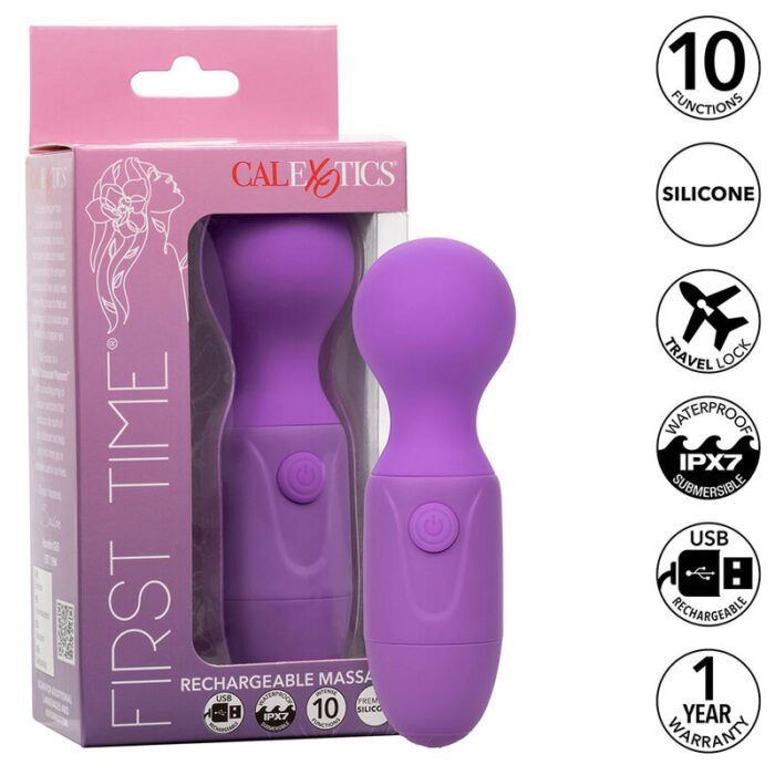 CALEXOTICS – FIRST TIME MASSAGEADOR RECARREGÁVEL 10 VIBRAÇÕES ROXO
