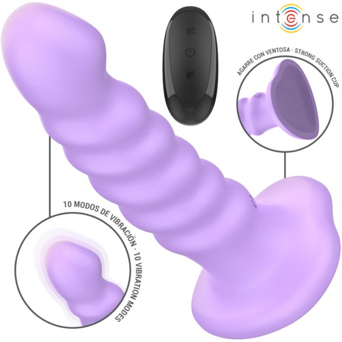 INTENSE – VIBRADOR BRENDA TAMANHO M DESIGN ESPIRAL 10 VIBRAÇÕES ROXO CONTROLE REMOTO