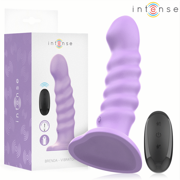 INTENSE – VIBRADOR BRENDA TAMANHO M DESIGN ESPIRAL 10 VIBRAÇÕES ROXO CONTROLE REMOTO