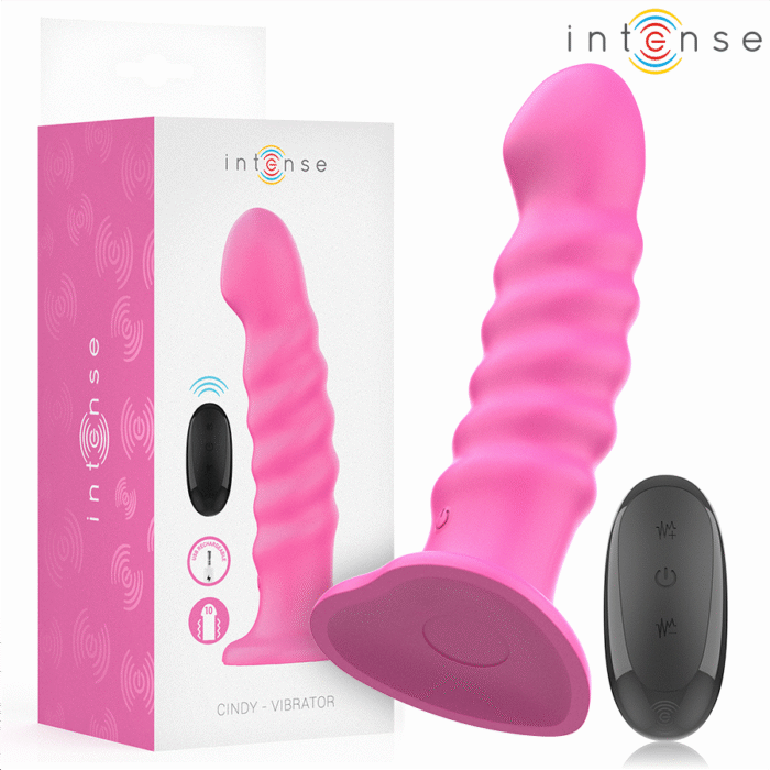 INTENSE – VIBRADOR CINDY TAMANHO L DESIGN ESPIRAL 10 VIBRAÇÕES ROSA CONTROLE REMOTO