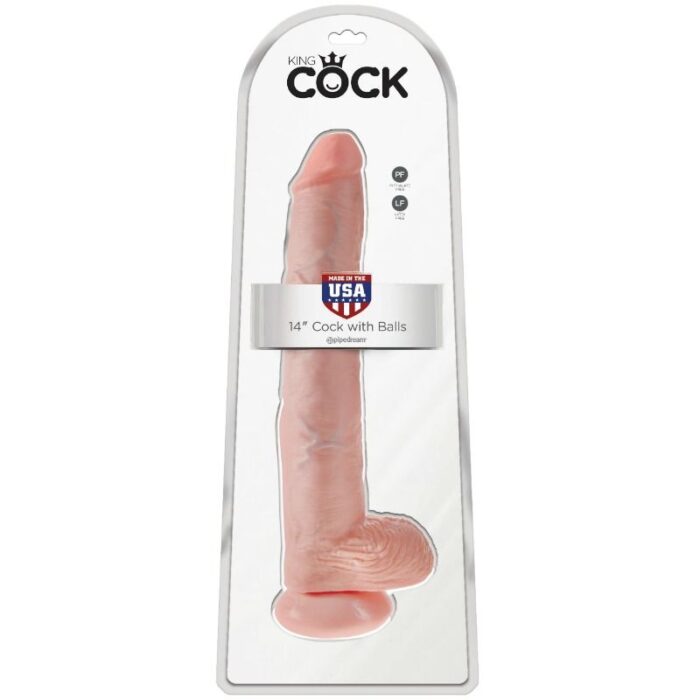 KING COCK – DILDO COM BOLAS 35.6 CM CARNE
